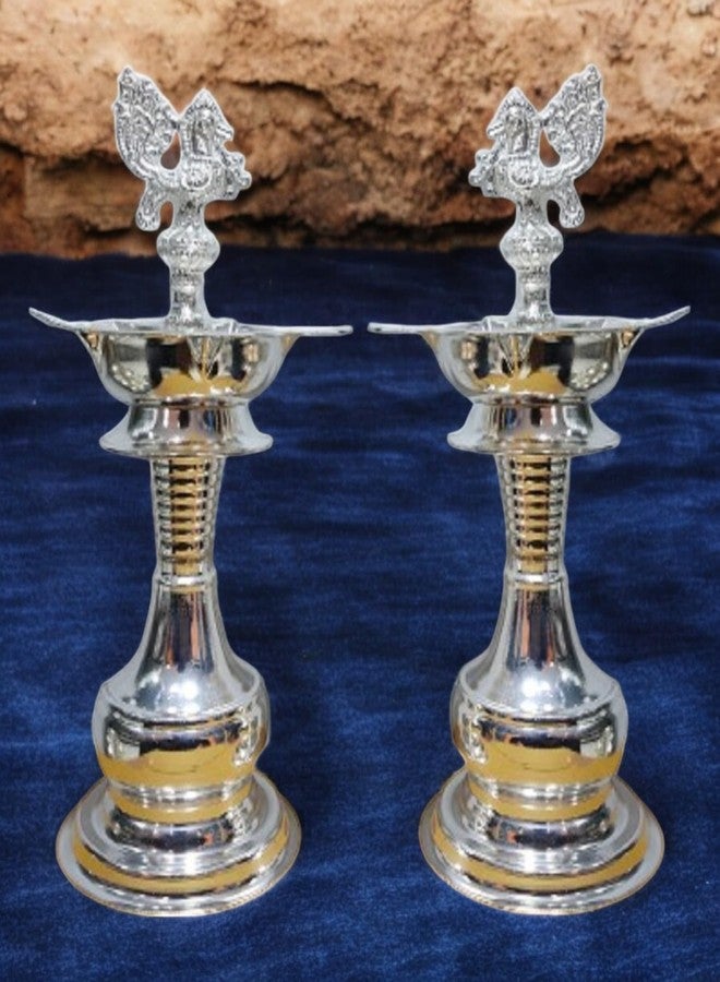 Sigaram German Silver 11 Inch Plain Diya for Home Pooja Decore K4485 - Image 3